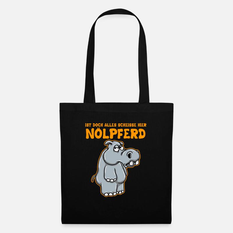 Ist Doch Alles Scheisse Hier - Nölpferd Nilpferd - Stoffbeutel - Schwarz