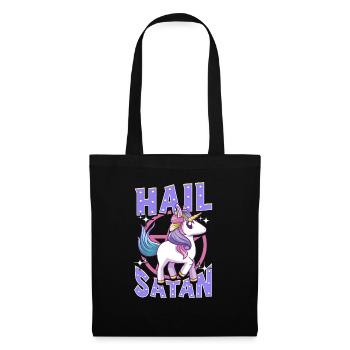 Netter & lustiger Hagel Satan Einhorn Satanic Metal Pun - Stoffbeutel - Schwarz - Vorne