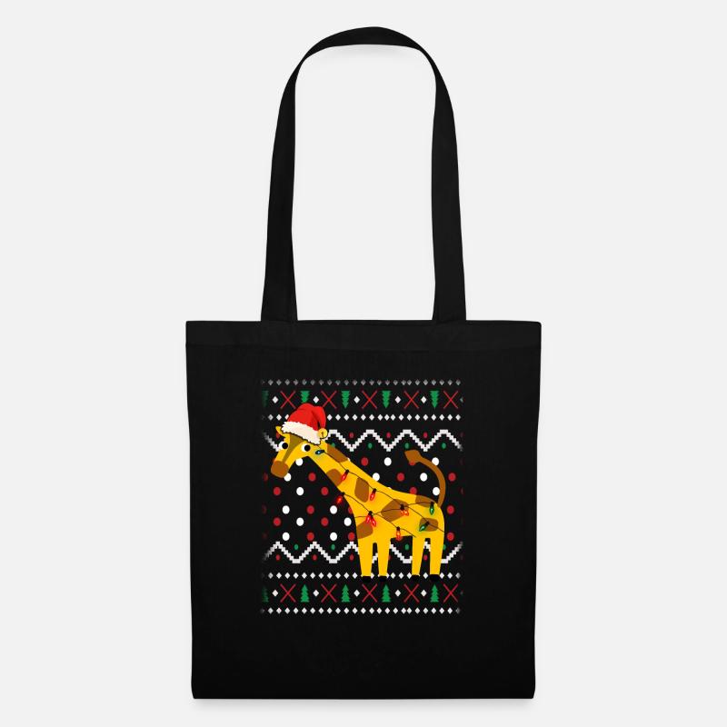Giraffe Ugly Christmas - Stoffbeutel - Schwarz