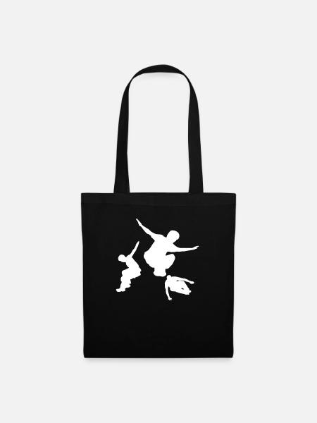 Parkour Freerunning Backflip Silhouette Akrobatik - Stoffbeutel - Schwarz