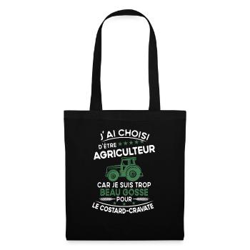 J'ai choisi d'être agriculteur - humour cadeau - Sac en tissu - noir - Devant