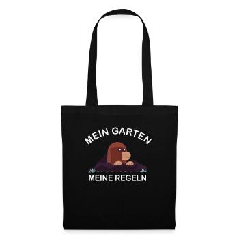 Mein Garten meine Regeln kleine Maulwurf - Stoffbeutel - Schwarz - Vorne