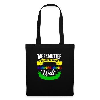 Tagesmutter Geschenk Kunterbunte Welt Tagesmutti - Stoffbeutel - Schwarz - Vorne