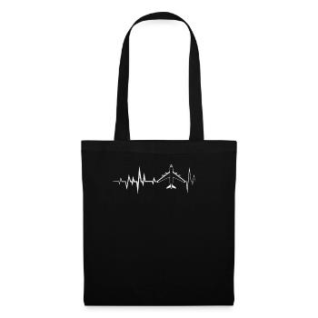 Airplane Heartbeat Plane Aviator - Tote Bag - black - Front