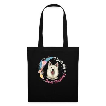 Idée cadeau Berger Blanc Suisse - Sac en tissu - noir - Devant