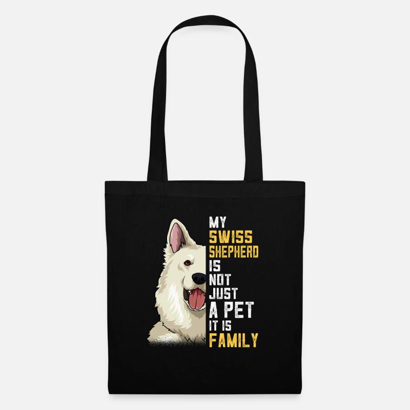 Weißer Schweizer Schäferhund Schönes Geschenk - Stoffbeutel - Schwarz
