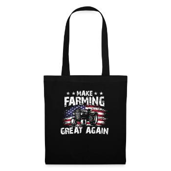Make Farming Great Again USA Flag Tracter Farmers - Stoffbeutel - Schwarz - Vorne