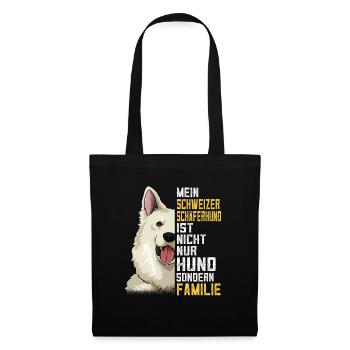 Weißer Schweizer Schäferhund Geschenkidee - Stoffbeutel - Schwarz - Vorne