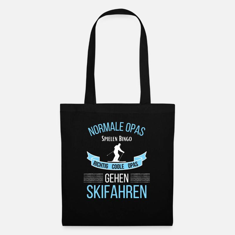 Opa Skifahren Skifahrer Alter Mann Geschenk - Stoffbeutel - Schwarz