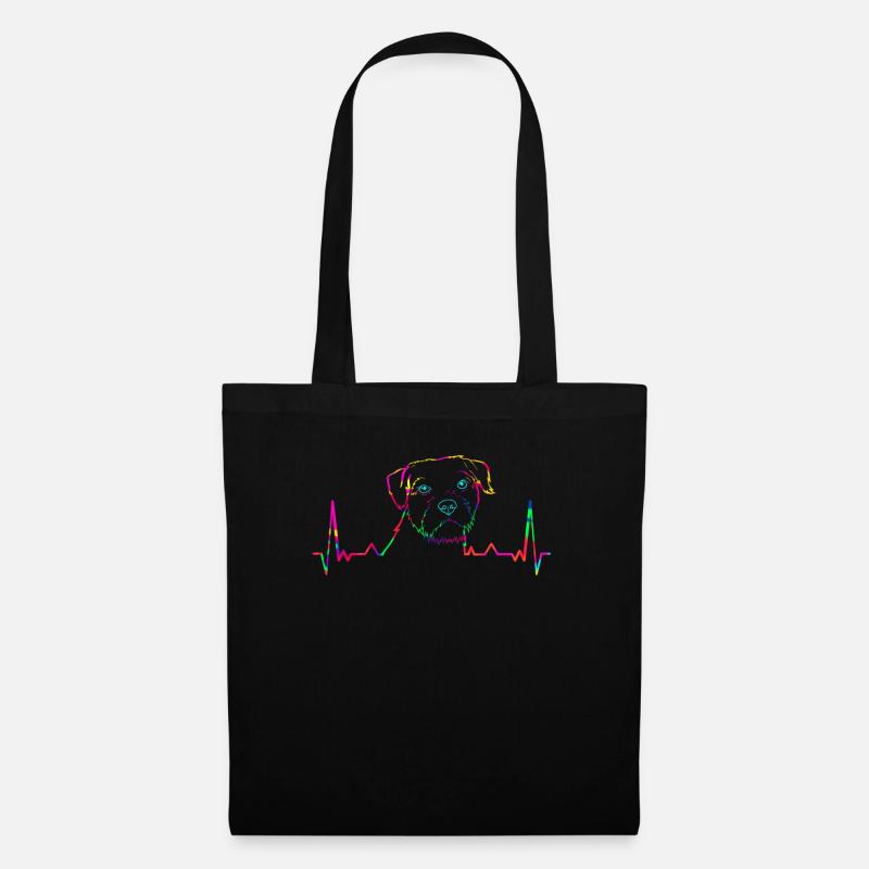 Bunter Border Terrier EKG Geschenk - Stoffbeutel - Schwarz