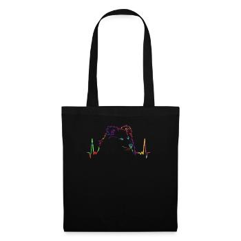 EKG Sheltie Shetland Sheepdog coloré - Sac en tissu - noir - Devant