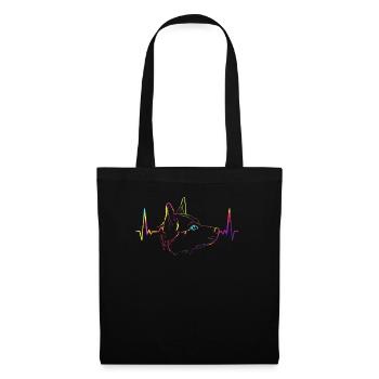 EKG d'art de ligne de chien de bétail australien coloré - Sac en tissu - noir - Devant