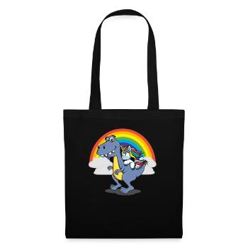 Licorne dinosaure arc en ciel drôle coloré et drôle mignon - Sac en tissu - noir - Devant