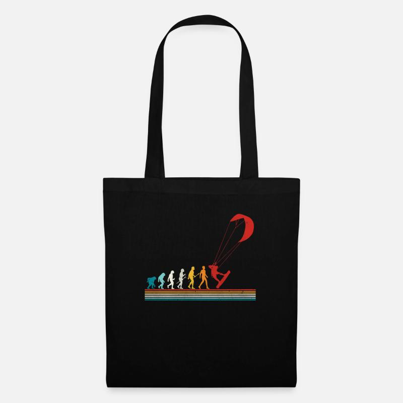 Retro Evolution Kite Surfing Funny Kite Boarding - Tote Bag - black