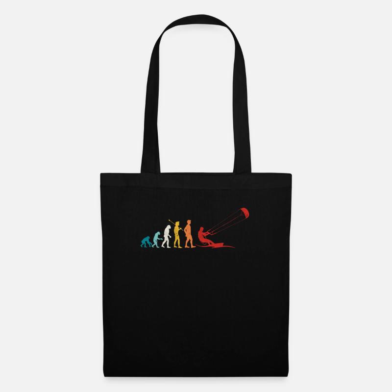Retro Evolution Kite Surfing Funny Kite Boarding - Tote Bag - black