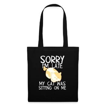 Sorry I'm Late My Cat Was Sitting on Me - Tote Bag - black - Front