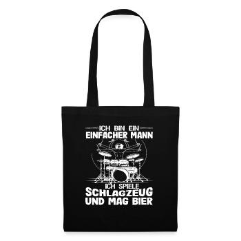 Lustiger Drummer Schlagzeuger Spruch Geschenk Drum - Stoffbeutel - Schwarz - Vorne