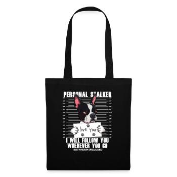 Dessin animé drôle d'amant de chien de Boston Terrier - Sac en tissu - noir - Devant