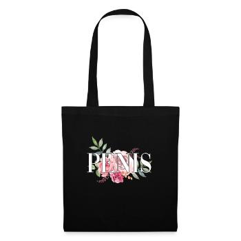 fleurs de pénis - Sac en tissu - noir - Devant
