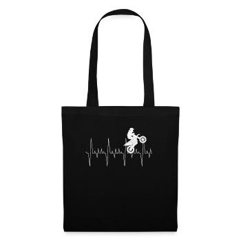 Dirt Bike Heartbeat Funny Outdoor Sport Dirt Bike - Stoffbeutel - Schwarz - Vorne