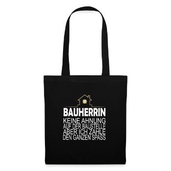 Bauherr Bauherrin Bauherren Geschenk - Stoffbeutel - Schwarz - Vorne