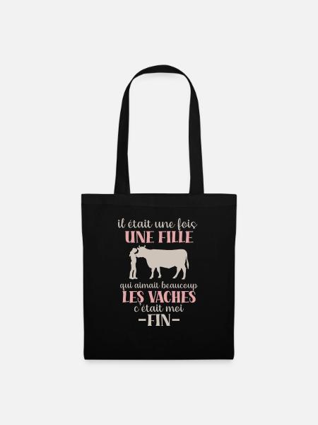Une fille qui aime les vaches - humour vache - Sac en tissu - noir