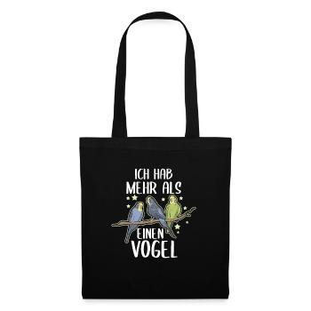 Ich hab mehr als einen Vogel Wellensittich - Stoffbeutel - Schwarz - Vorne