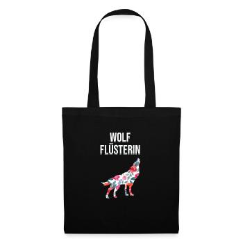 Wolf Flüsterin Blumen Rosen jaulender Wolf Natur - Stoffbeutel - Schwarz - Vorne