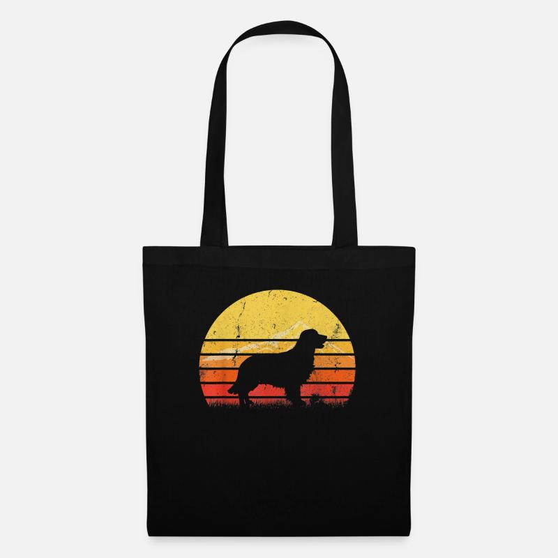 Vintage Retro Golden Retriever Silhouette - Stoffbeutel - Schwarz