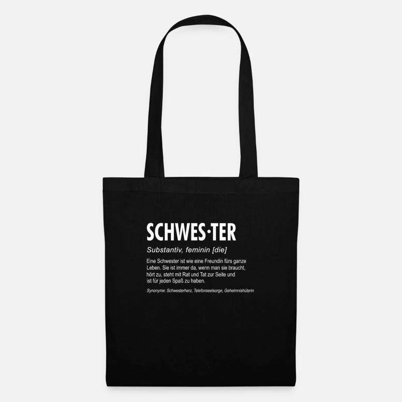 Schwester Definition Geschenk für Schwester - Stoffbeutel - Schwarz