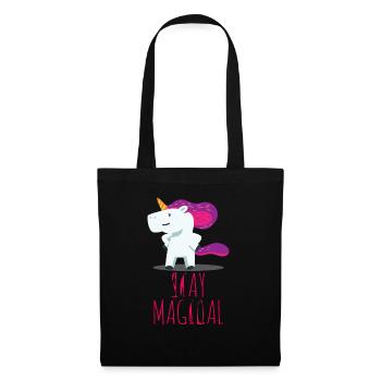 Einhorn Unicorn Fantasie - Stoffbeutel - Schwarz - Vorne