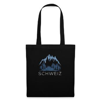 Schweizer Berge und Alpen Schweiz - Stoffbeutel - Schwarz - Vorne