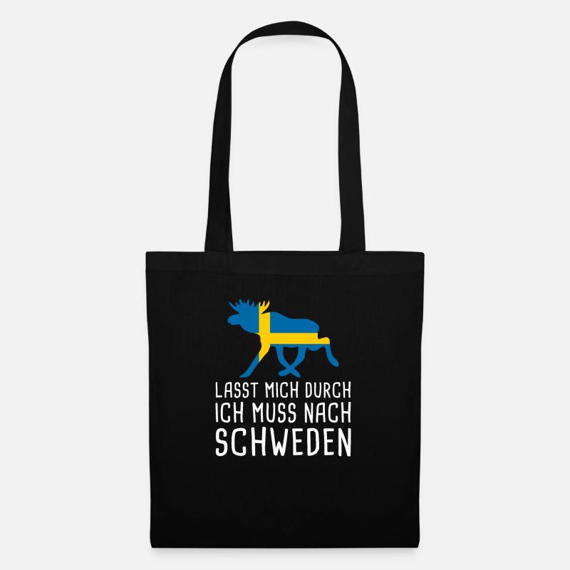Lasst Mich Durch Schweden Sverige Elch Urlaub - Stoffbeutel - Schwarz