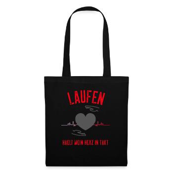 laufen hält mein Herz in Takt running Lauf - Stoffbeutel - Schwarz - Vorne