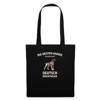 Deutsch Drahthaar I Jagdhund Vorstehhund Geschenk - Stoffbeutel - Schwarz - Vorne