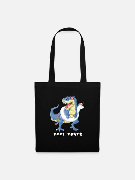 Dinosaurier-Pool-Party - Stoffbeutel - Schwarz