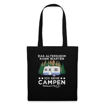 Camping Opa Wohnwagen Womo Geschenk - Stoffbeutel - Schwarz - Vorne
