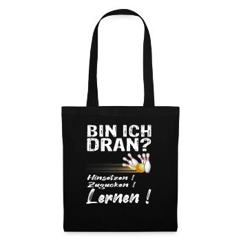 Kegeln Kegler Bowling Bowlingbahn Geschenk - Stoffbeutel - Schwarz - Vorne