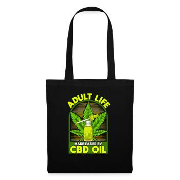 Erwachsenenleben einfacher durch CBD-Öl - Stoffbeutel - Schwarz - Vorne