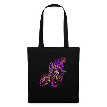 Neon Road Bike Rider Neon Art Bicycle Cycling - Tote Bag - black - Front
