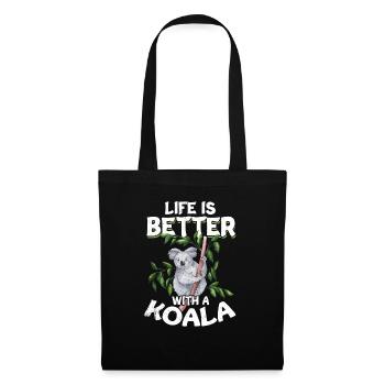 Koala Gift Tired Lazy Pouch Bear Cute Animal - Tote Bag - black - Front