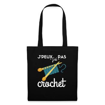 Crochet Je Peux Pas J'ai Crochet Tricot Crocheter - Sac en tissu - noir - Devant