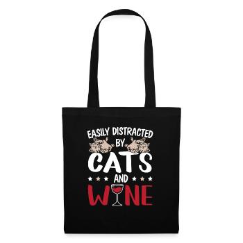 Slightly Distracted By Cats And Wine Kittens - Tote Bag - black - Front