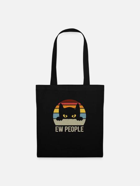 Ew People cute cat vintage cat fun retro gift - Stoffbeutel - Schwarz