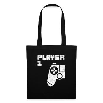 Player 1 Player 2 Gamer Partnerlook - Stoffbeutel - Schwarz - Vorne