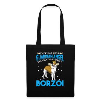 Barsoi Hund Geschenk - Stoffbeutel - Schwarz - Vorne