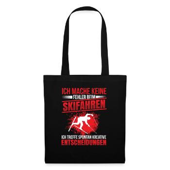 Keine Fehler beim Skifahren Ski Spruch Skifahrer - Stoffbeutel - Schwarz - Vorne