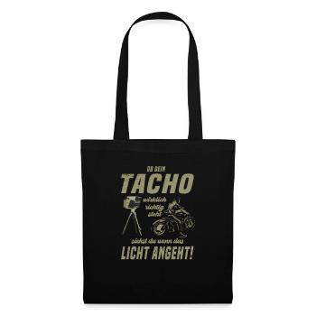 Tacho Biker Motorrad Zweirad Spruch Design - Stoffbeutel - Schwarz - Vorne