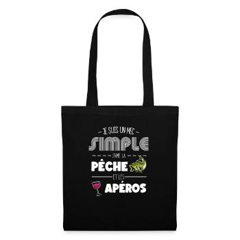 Je Suis Un Mec Simple Jaime La Pêche et Les Apéros - Sac en tissu - noir - Devant