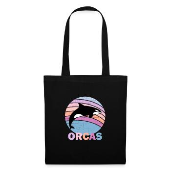 orcas vintage retromammaldolphinsblack and whiteca - Tote Bag - black - Front